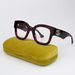 NEW Gucci GG1423O 003 Fuchsia Havana Women Square Eyeglasses GG 1423O